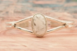 Genuine White Buffalo Turquoise Sterling Silver Bracelet